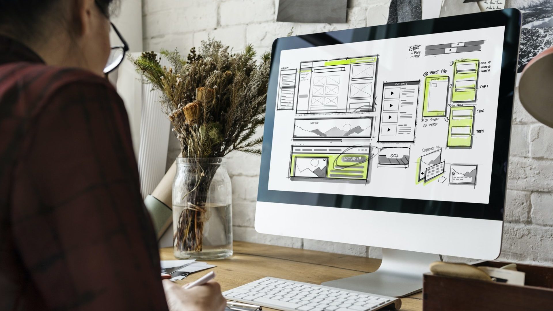 Website development layout sketch drawing